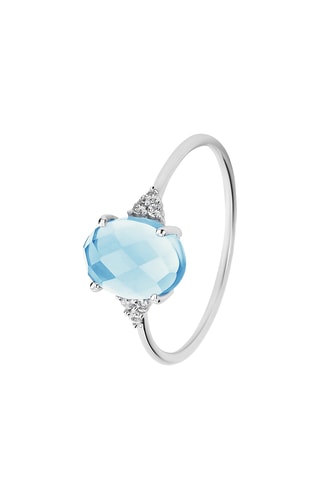 Bague - Argent, diamants et topaze