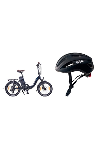 Elektrische Inklapbare Fiets NCM Paris 20” Marineblauw en Fietshelm NCM Maat M Zwart