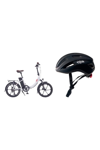 Elektrische Fiets FOO F1 20” Wit en Fietshelm NCM Maat M Zwart