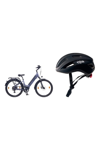 Elektrische Fiets NCM T3s 26” Lavendelpaars en Fietshelm NCM Maat M Zwart