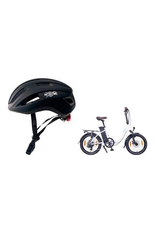 Elektrische Fiets NCM Paris 20” Mat Wit en Fietshelm NCM Maat L Zwart 