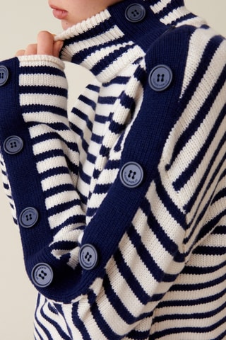 Wollen Trui - Wit en Marineblauw