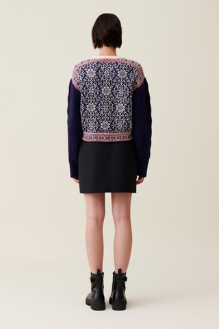 Wollen Trui - Ecru en Marineblauw