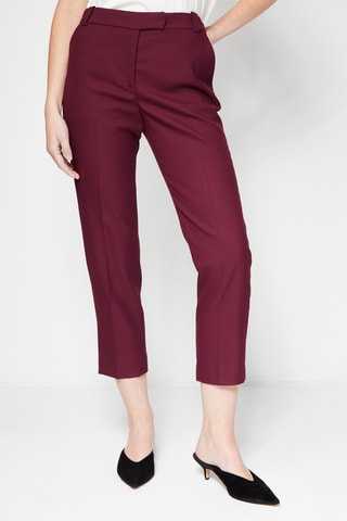 7/8 Rechte Broek Hoge Taille Bordeauxrood