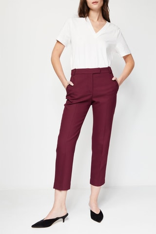7/8 Rechte Broek Hoge Taille Bordeauxrood
