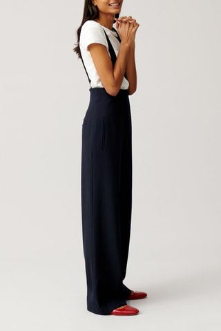 Wollen Broek Hoge Taille - Marineblauw