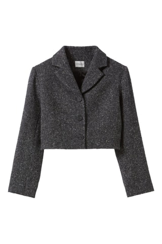 Wollen en Zijden Jasje - Gemêleerd Donkergrijs