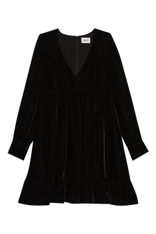 Velours Trapezium Jurk - Zwart