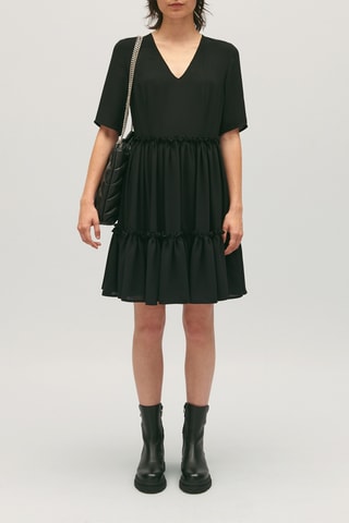 Jurk met Ruches - Zwart