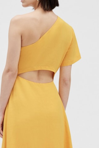 Asymmetrische Linnen Jurk - Geel