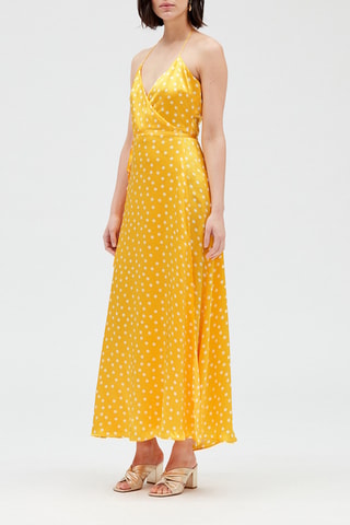 Lange Zijden Jurk Geel