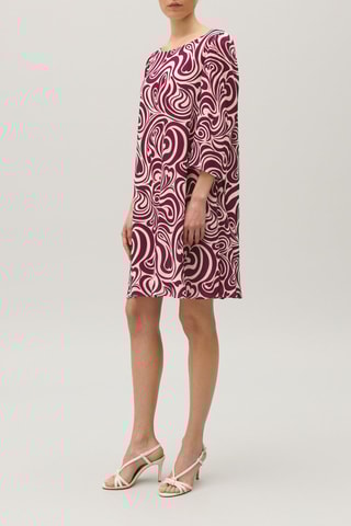 Trapezium Jurk Ecru en Fuchsia