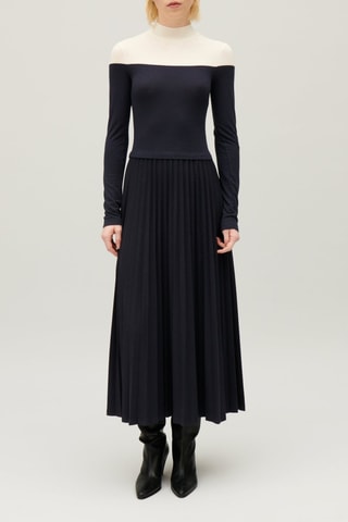 Trompe-l'oeil Jurk - Marineblauw