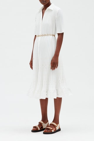 Halflange Geplooide Jurk Wit