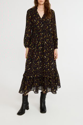 Lange Jurk Zwart en Mosterdgeel