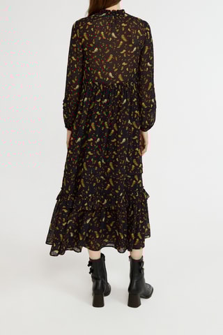 Lange Jurk Zwart en Mosterdgeel