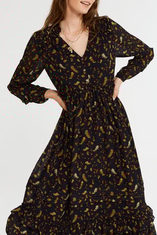 Lange Jurk Zwart en Mosterdgeel