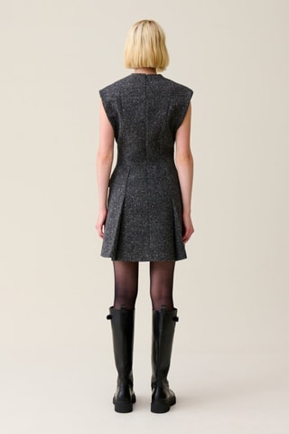 Wollen en Zijden Skaterjurk - Gemêleerd Donkergrijs