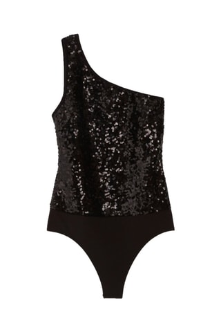 Asymmetrische Bodysuit - Zwart