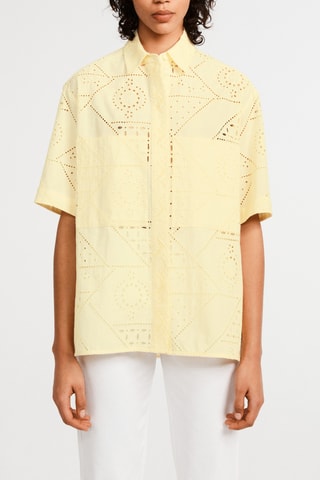 Blouse met Engelse borduursels Geel