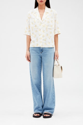 Linnen Blouse Wit en Geel