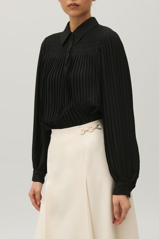 Geplooide Top - Zwart