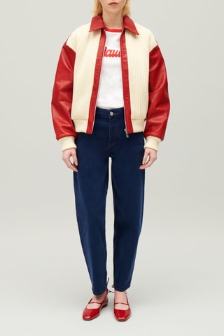 Leren Bomberjack - Rood en Ecru