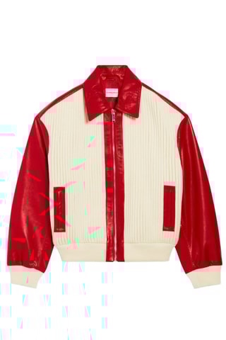 Leren Bomberjack - Rood en Ecru