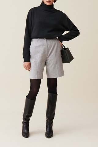 Wollen Short - Gemêleerd Lichtgrijs