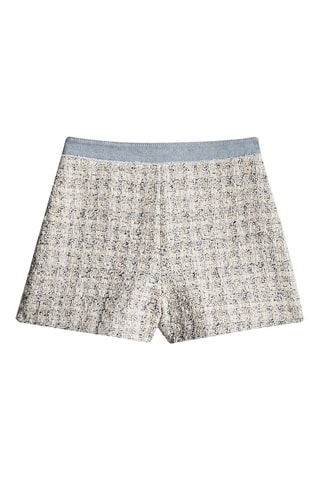 Short met Hoge Taille Gemêleerd Ecru