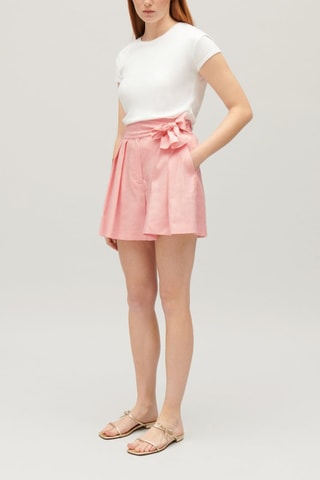 Linnen Short Hoge Taille - Roze
