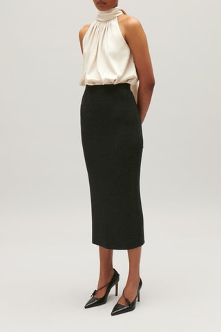 Wollen Kokerrok Hoge Taille - Gemêleerd Grijs