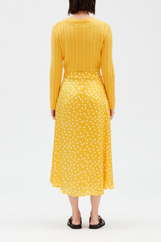 Halflange Zijden Rok Geel