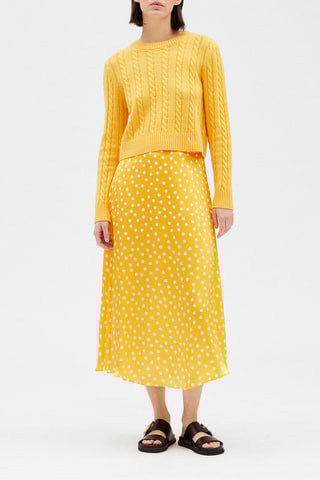 Halflange Zijden Rok Geel