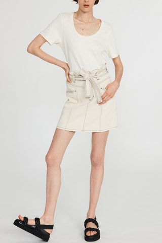 Recht Rok Hoge Taille Ivoorkleurig