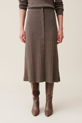 Wollen Trapezium Rok - Taupe