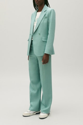 Linnen Blazer - Zeegroen