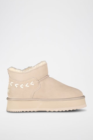 Bottines plateformes fourrées en nubuck Ofleche - Beige