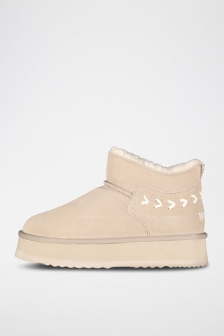 Bottines plateformes fourrées en nubuck Ofleche - Beige