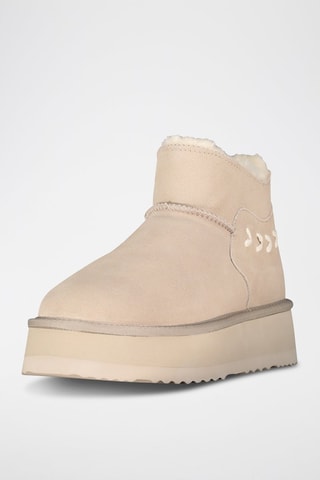 Bottines plateformes fourrées en nubuck Ofleche - Beige