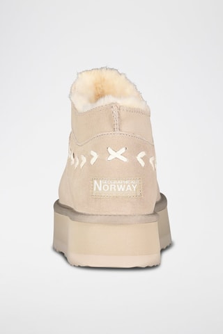 Bottines plateformes fourrées en nubuck Ofleche - Beige