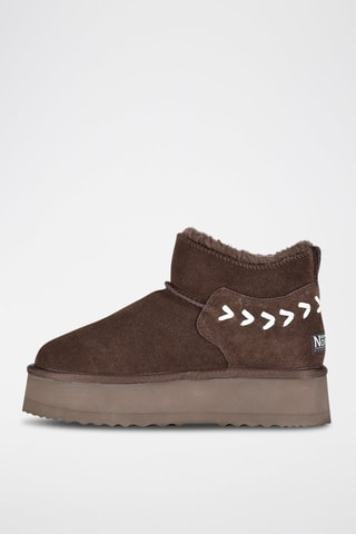 Bottines plateformes fourrées en nubuck Ofleche - Marron
