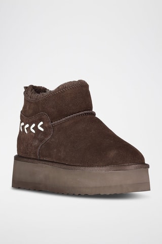 Bottines plateformes fourrées en nubuck Ofleche - Marron