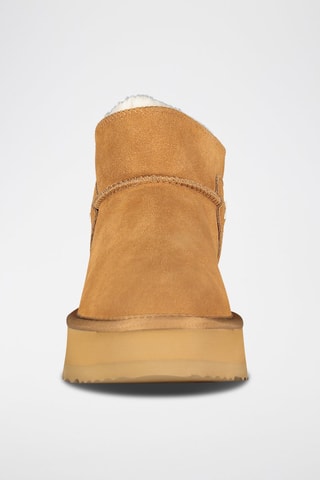 Bottines plateformes fourrées en nubuck Ofleche - Camel
