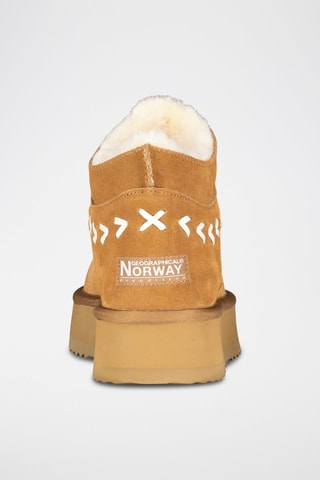 Bottines plateformes fourrées en nubuck Ofleche - Camel