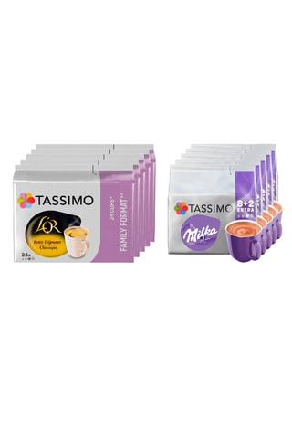 Assortiment 170 dosettes Chocolat chaud Milka et Café L'Or Petit Déjeuner Classique - Compatibles Tassimo