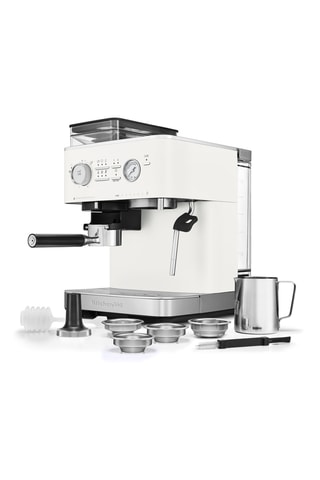 Machine à expresso semi-automatique avec broyeur à café - Blanc