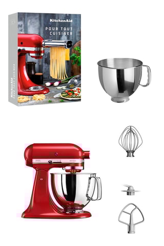 Robot pâtissier multifonctions Artisan + bol en acier inoxydable supplémentaire + livre "Pour tout cuisiner" - Rouge