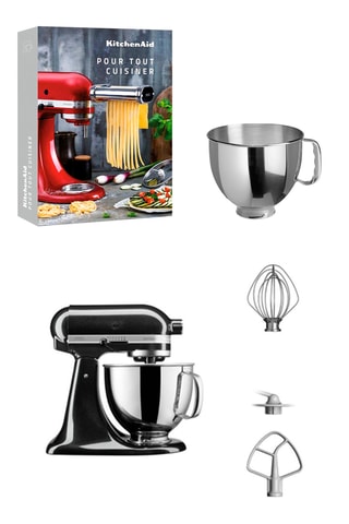 Robot pâtissier multifonctions Artisan + bol en acier inoxydable supplémentaire + livre "Pour tout cuisiner" - Noir