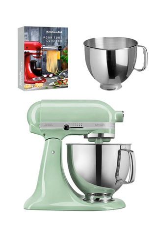 Robot pâtissier multifonctions Artisan + bol en acier inoxydable supplémentaire + livre "Pour tout cuisiner" - Vert clair